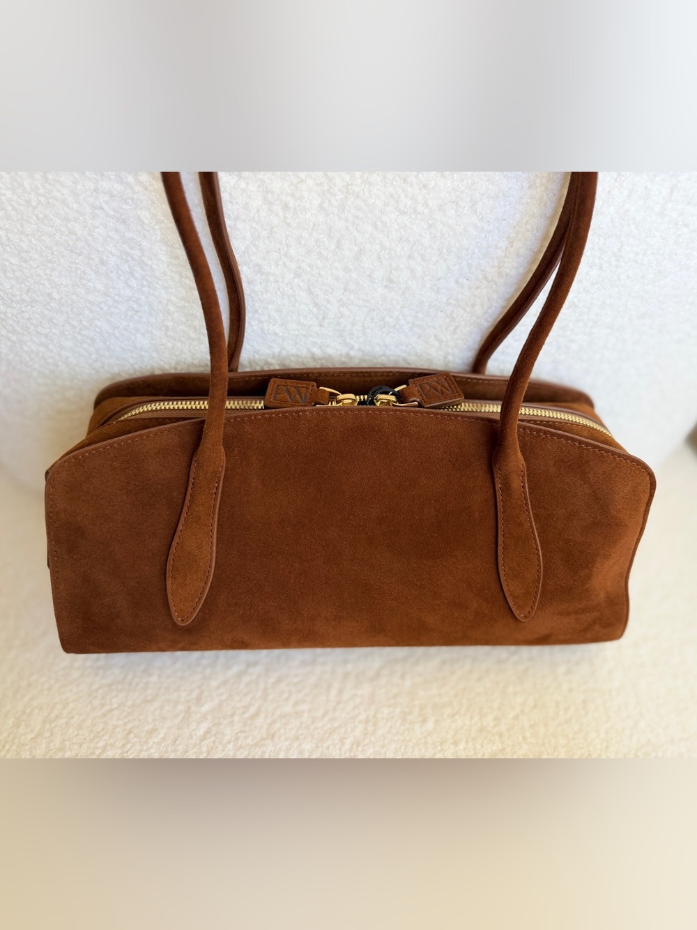Parisa Wang Gabrielle East-West Shoulder Bag – Medium, Brown Suede. - Picture 8 of 9